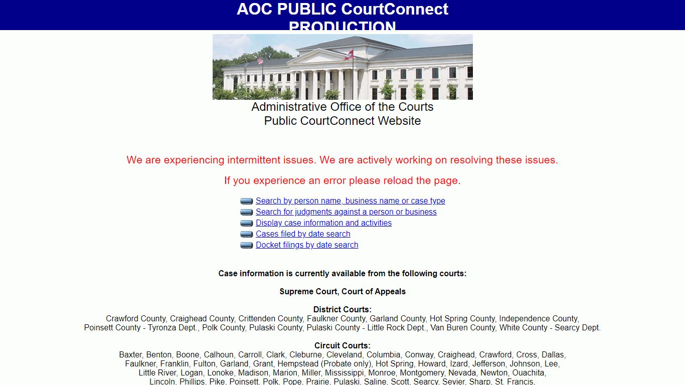 AOC CourtConnect - arcourts.gov